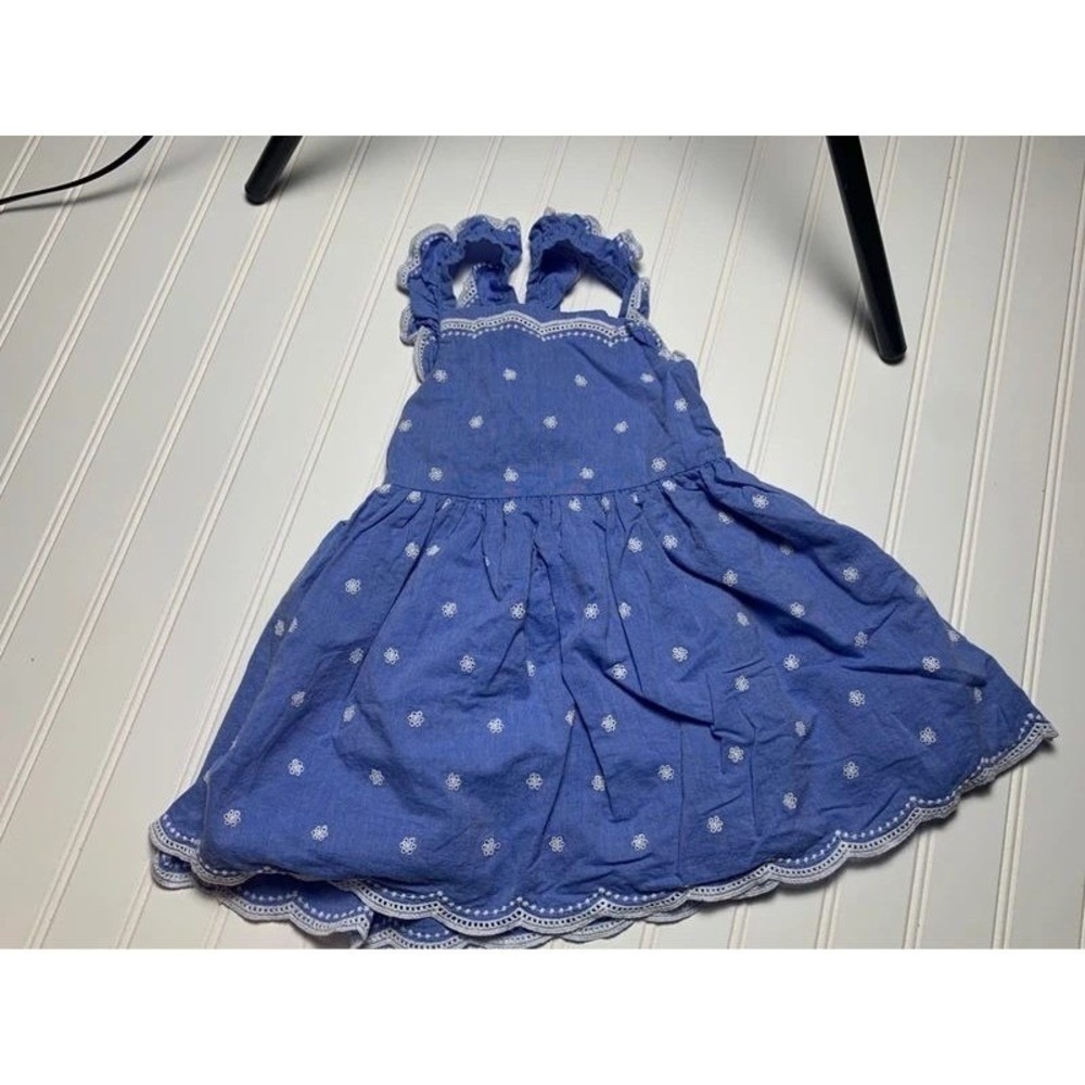 Cat & Jack Girls Blue Embroidered Sleeveless Dress Size 3T Casual